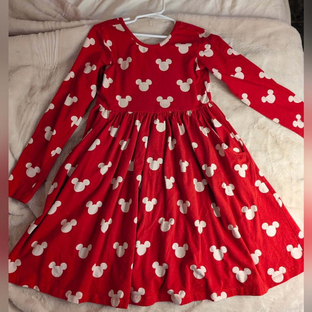 Hanna Andersson Disney Red and White Mickey Mouse Dress Size 8 Girls
